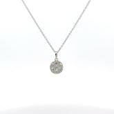 14K White Gold .52ct F VS2 Round Flower Diamond Cluster Pendant Necklace